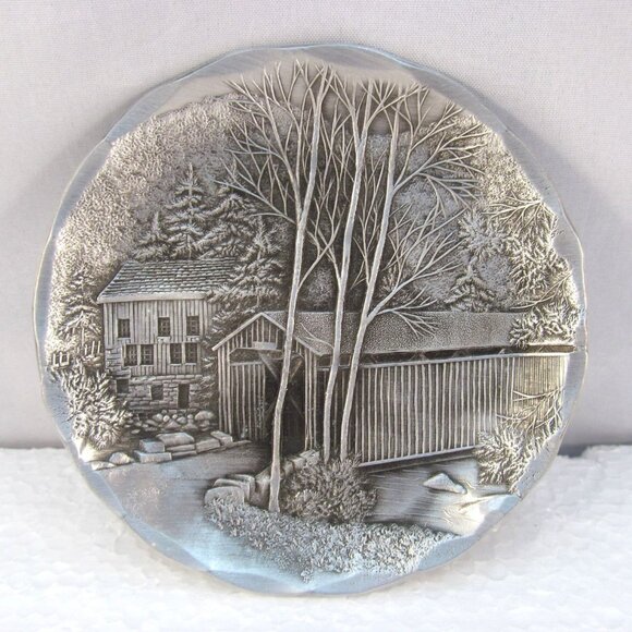 Vintage Aluminum Hand Forged Covered Bridge Coaster by Wendell August - Picture 1 of 11